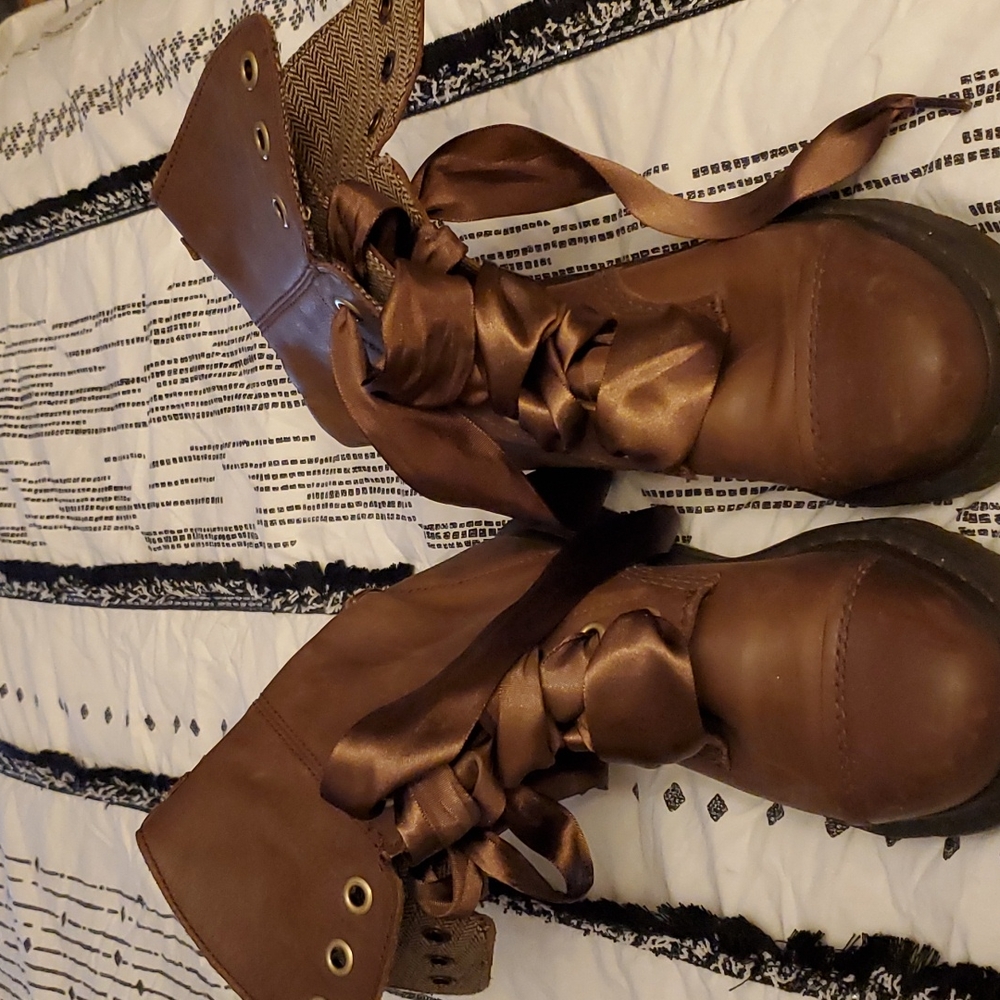 Brown Doc Martens with Ribbon Laces